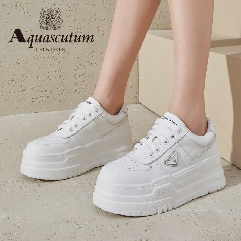 Aquascutum/雅格狮丹2025春季新款小白鞋女休闲简约百搭厚底板鞋