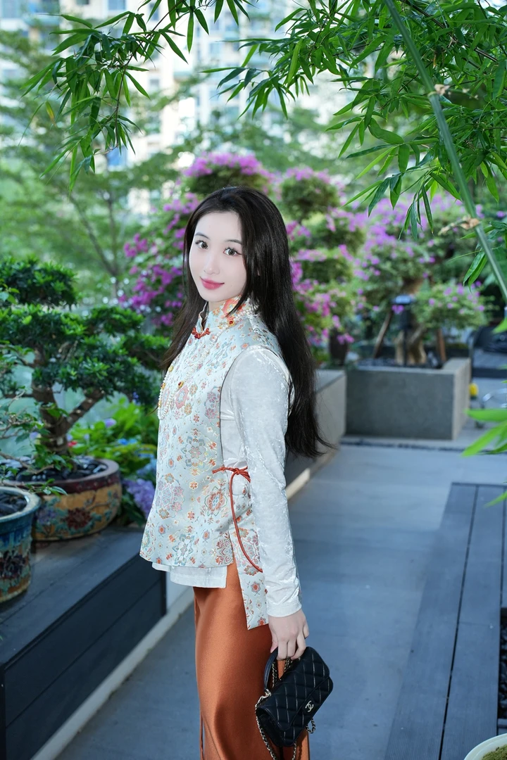 蓝大【夕碧】桑蚕丝新中式马甲7025