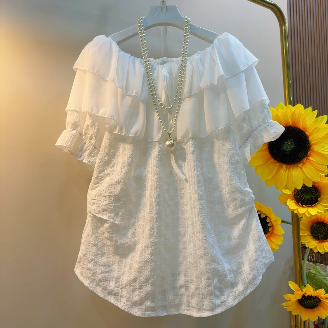 YD拼接镂空洛丽塔风常规宽松型T恤时尚连体复古芭比风