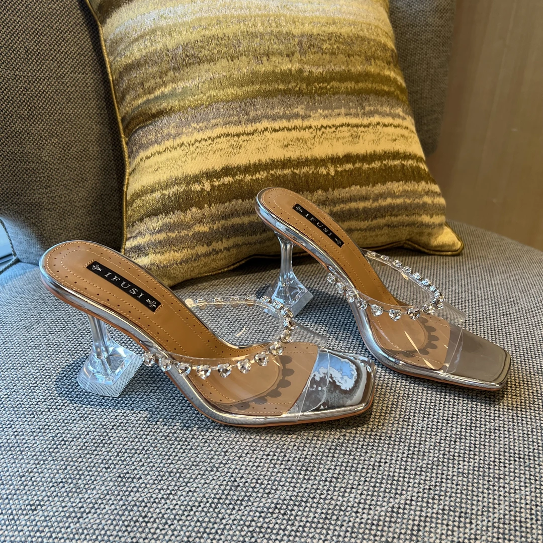 【断码特价】桃心钻胶片格利特大底拖鞋高跟鞋 016-1