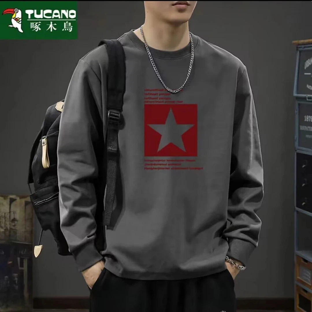 啄木鸟秋冬重磅加绒卫衣男潮流韩版ins套头百搭青年白色运动上衣