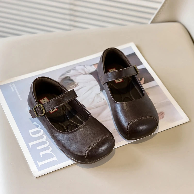 真皮女童皮鞋春季款儿童单鞋2025新款女宝豆豆鞋小女孩英伦风鞋子