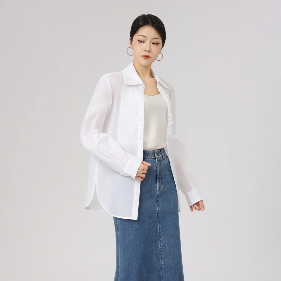 AMASS/阿玛施早春新款设计款衬衫上衣纯棉四季百搭衬衫女530039