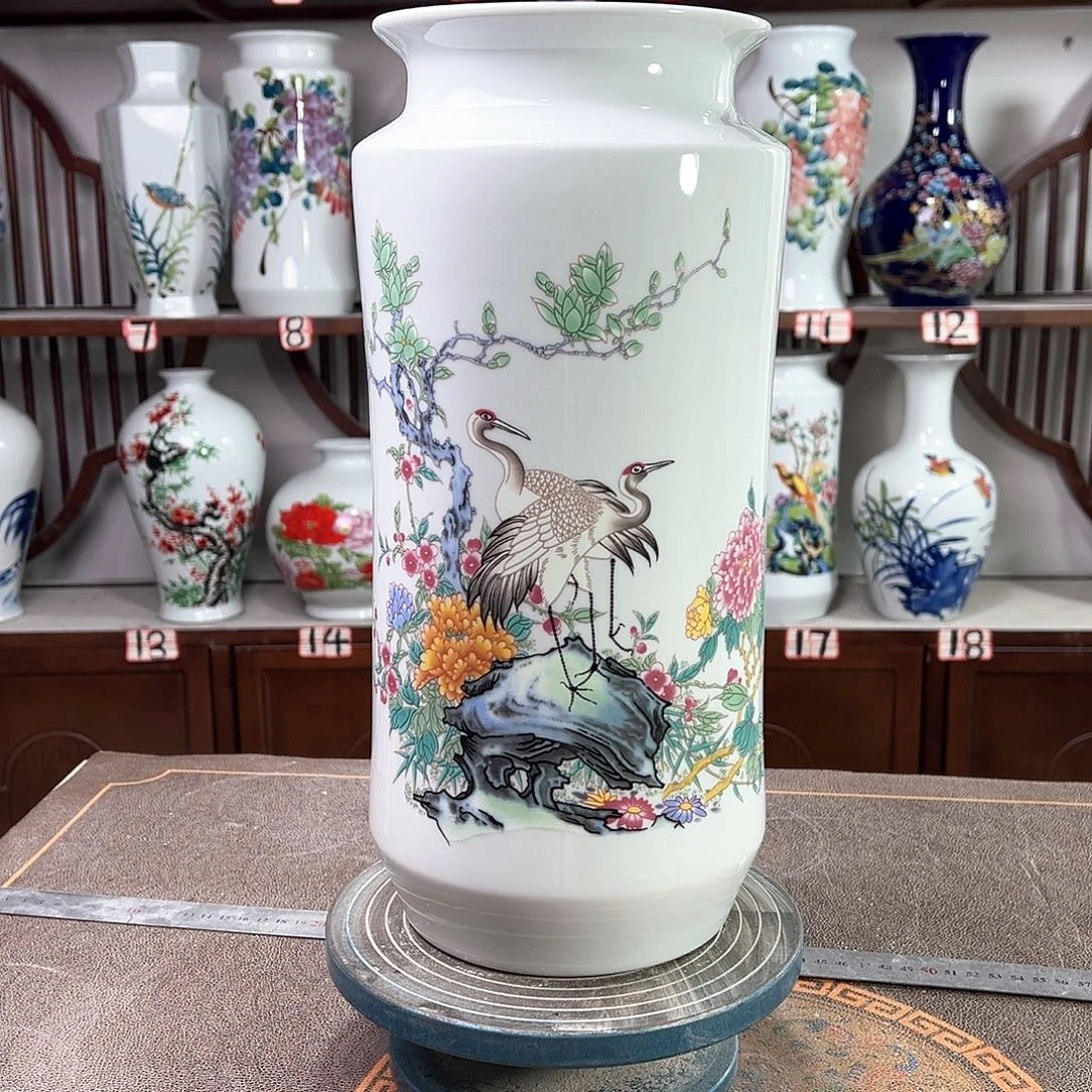 陶摆件景德镇陶瓷书鹤