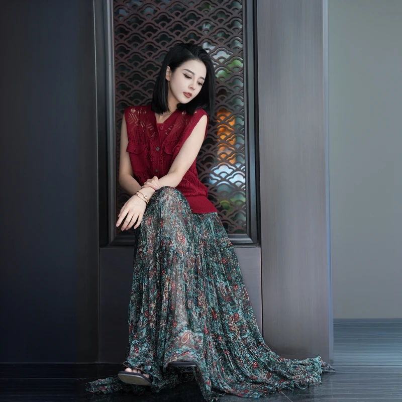 POPULARYW【野簌】Z·R上品屋 复古优雅气质镂空无袖针织开衫