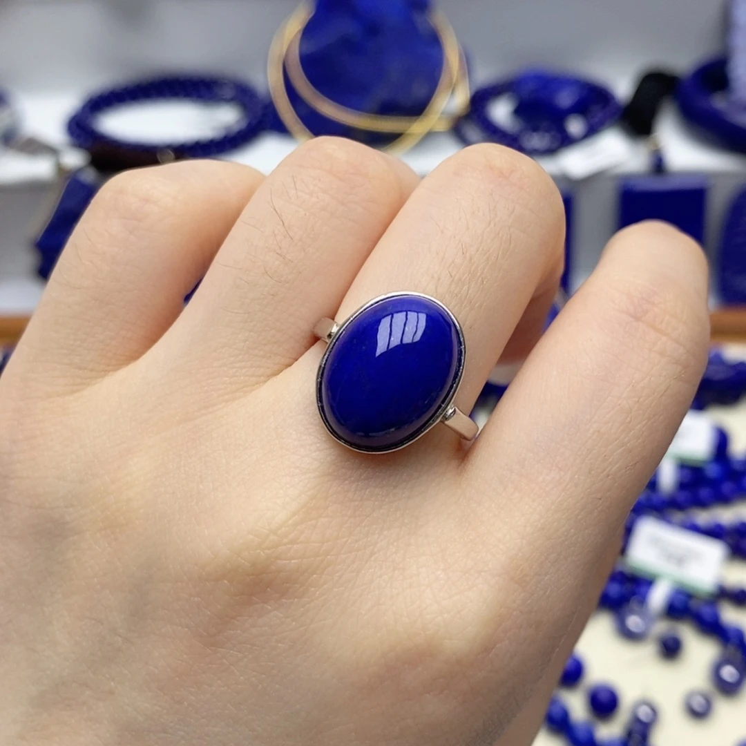 青金石银S925镶嵌戒指