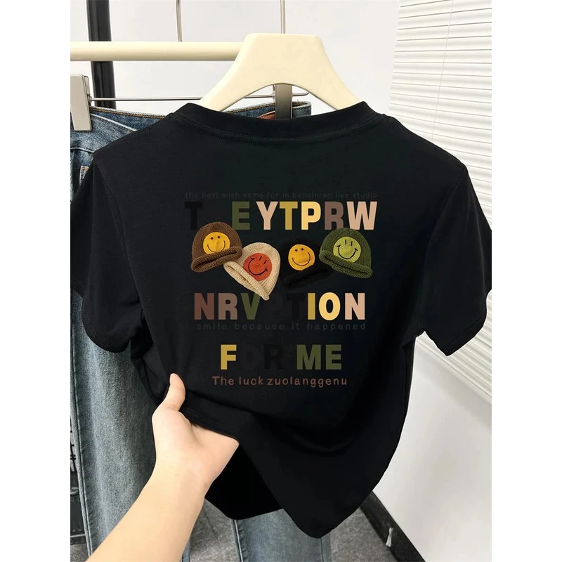 韩版纯棉短袖女t恤夏季新款韩版洋气时髦显瘦圆领上衣打底衫内搭