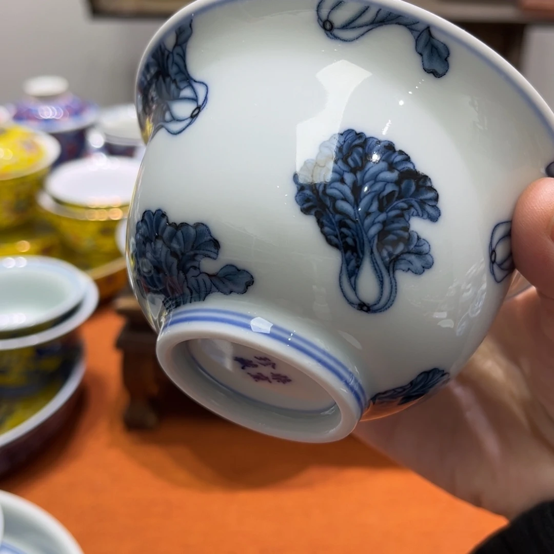 A***1摆件陶景德镇陶瓷盖碗二才