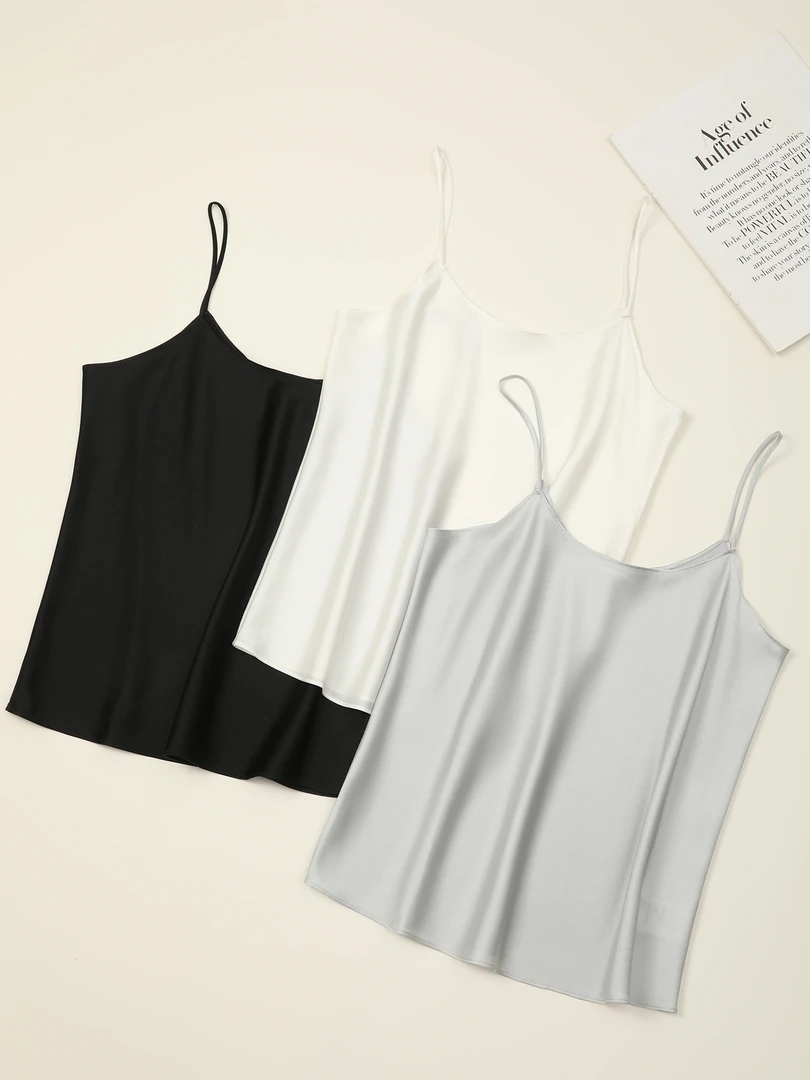 玛氏嘉敏 打底单品 斜丝裁剪合身显瘦真 丝吊带背心 652081
