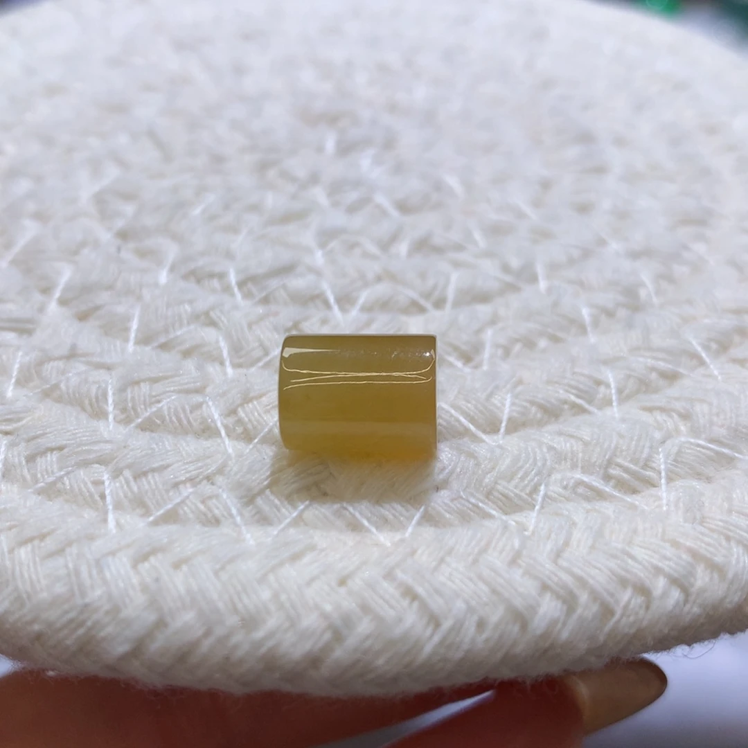 定制翡翠未镶嵌 毛货抛光定制 黄翡桶珠10.5*-8.1* 一