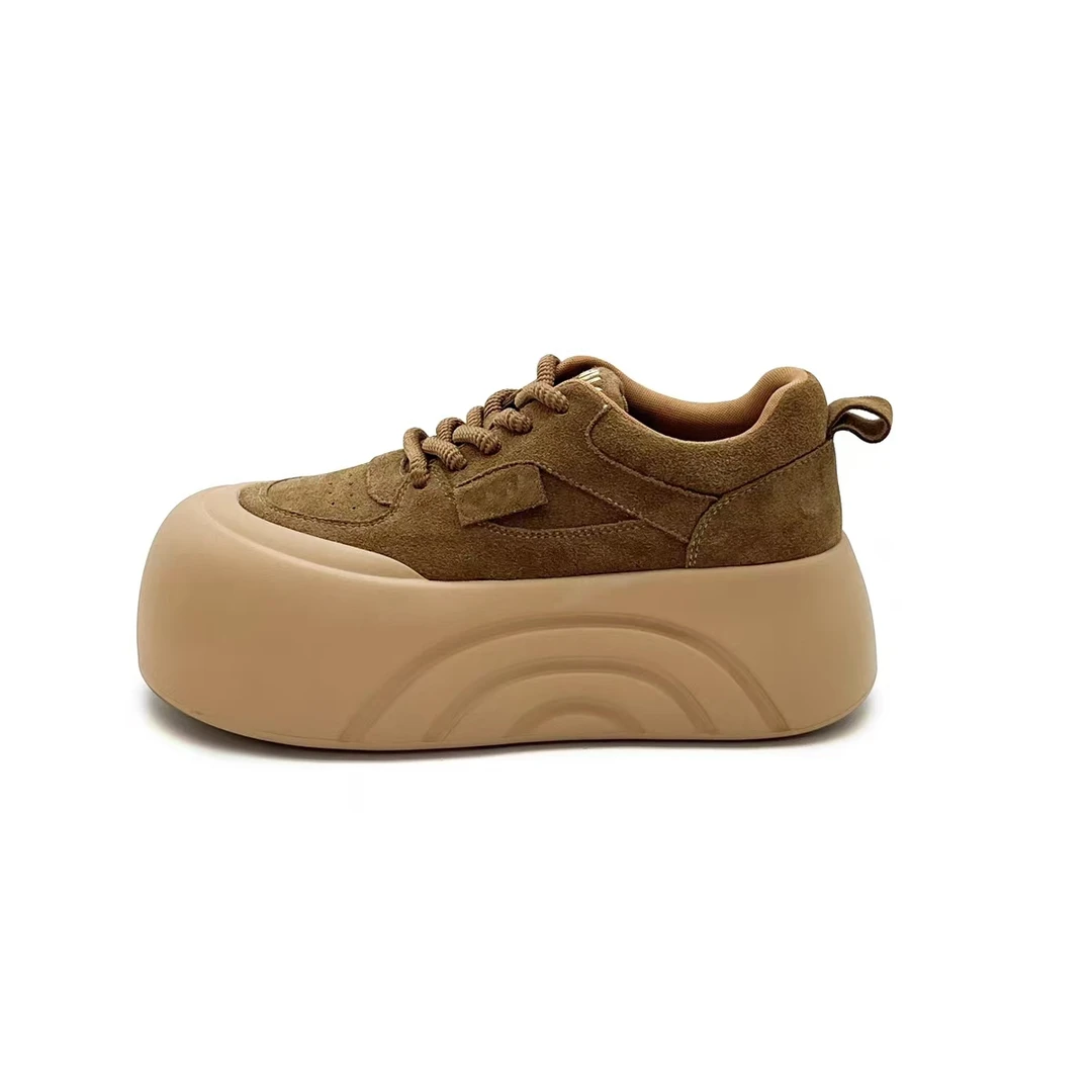 增高鞋女面包鞋厚底超轻系带春季新款百搭松糕鞋萌萌鞋 5555-01