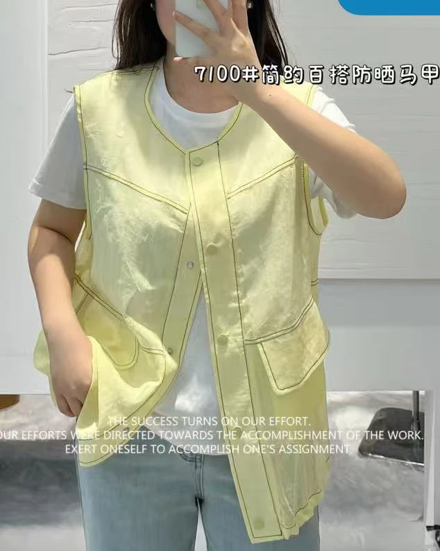 7100休闲宽松薄款马甲夏季女装韩版宽松显瘦工装无袖坎肩潮
