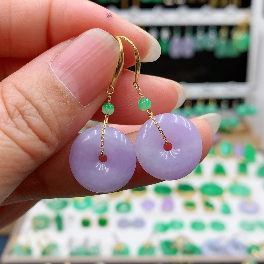 翡翠耳饰18K金镶嵌亲****