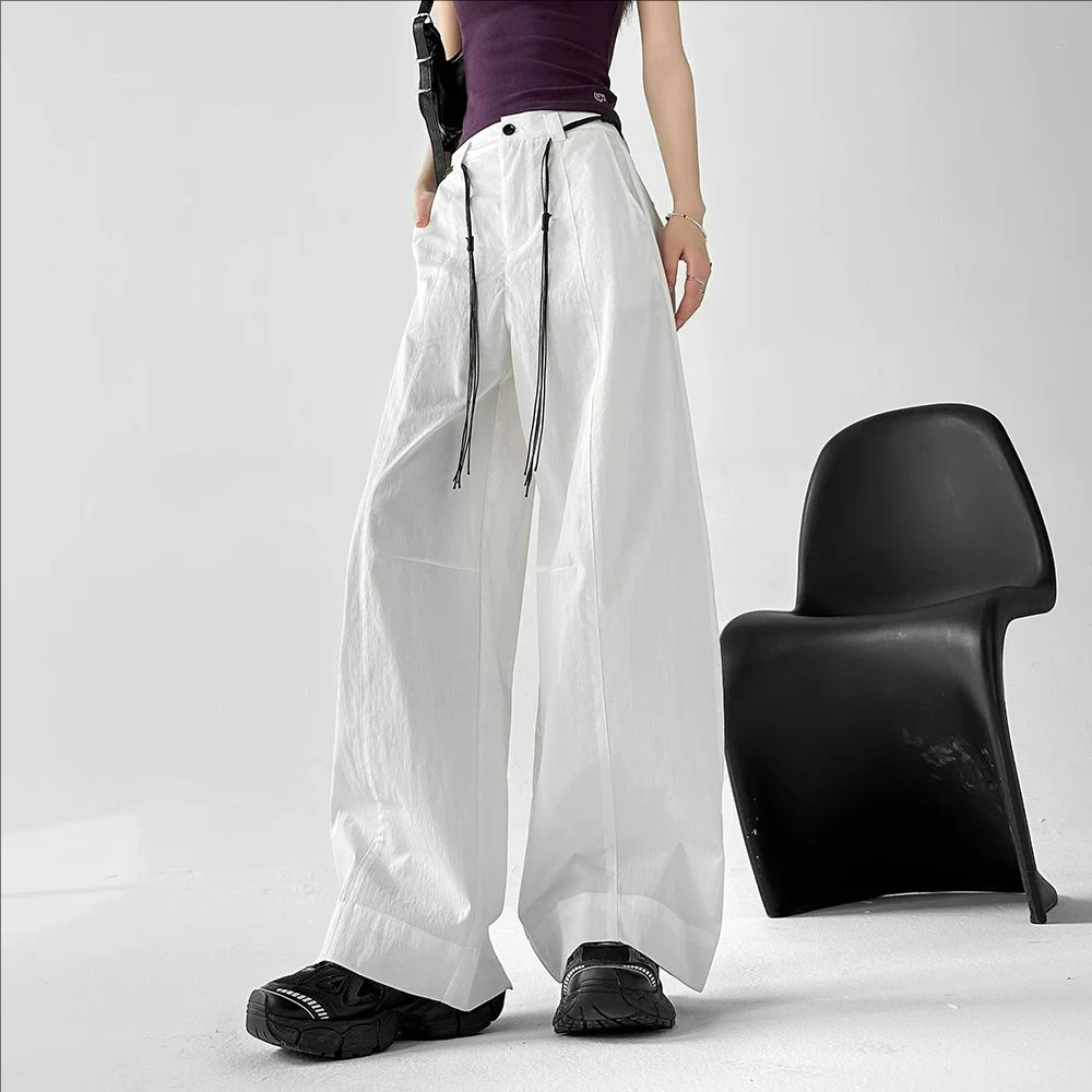 动感少女韩系ins度假风休闲裤夏季宽松垂感拖地休闲百搭阔腿裤女