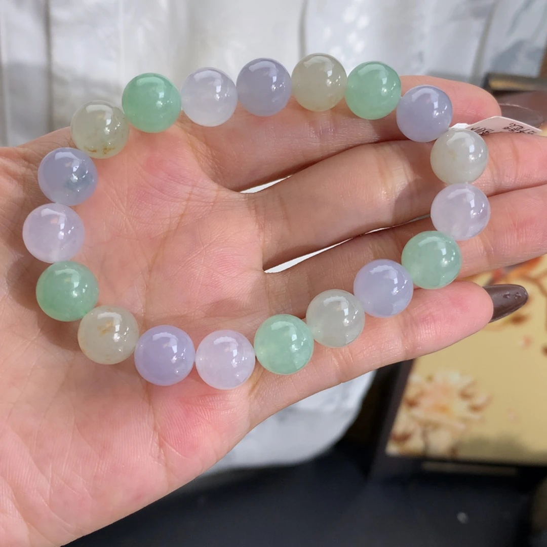 翡翠未镶嵌手串卡10冰胶马卡龙手串