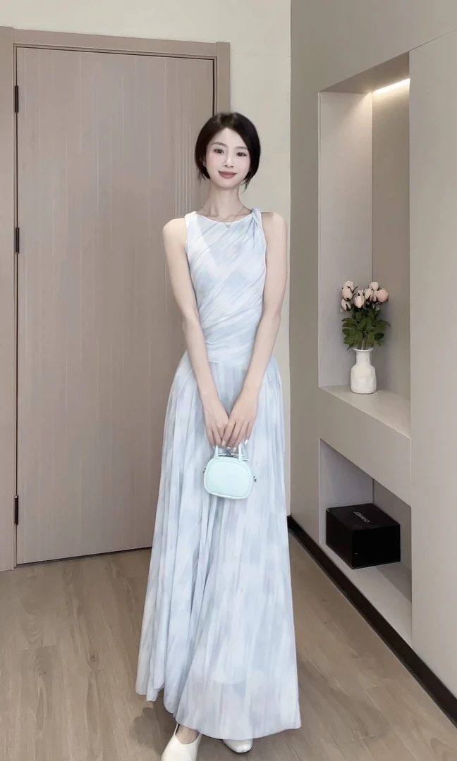 【野生甜穗】水波大裙摆长裙欧诺风长款连衣裙减龄连衣裙B251Q0980