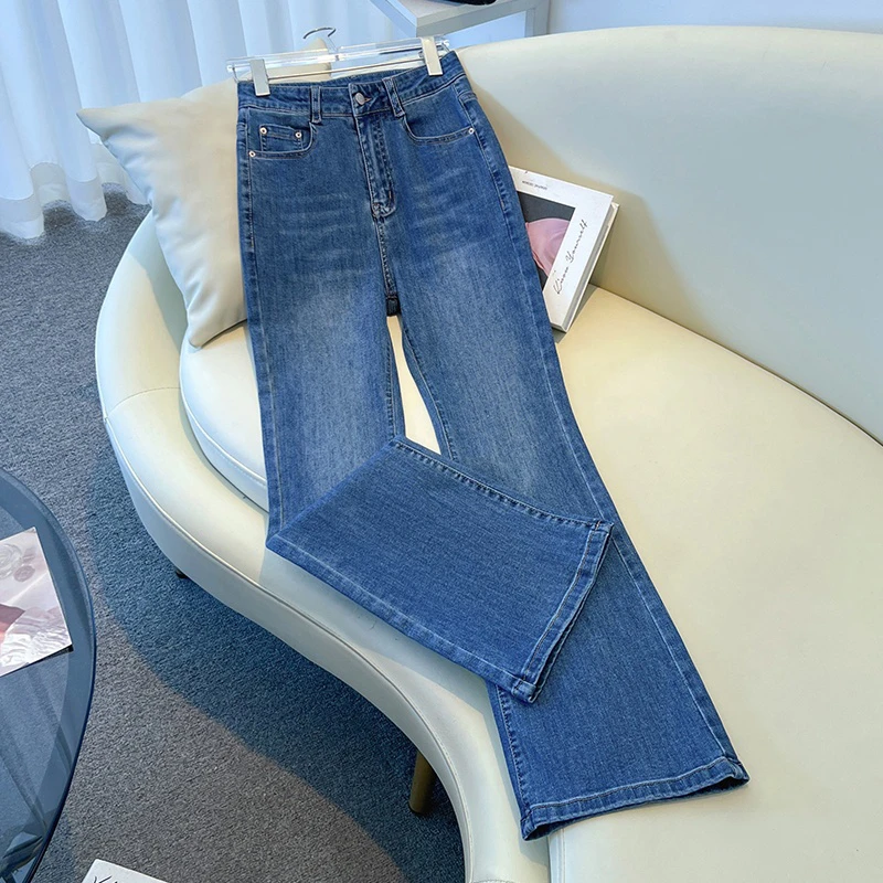 微喇牛仔裤女2025秋冬季新款高腰弹力马蹄裤复古修身显瘦喇叭裤子