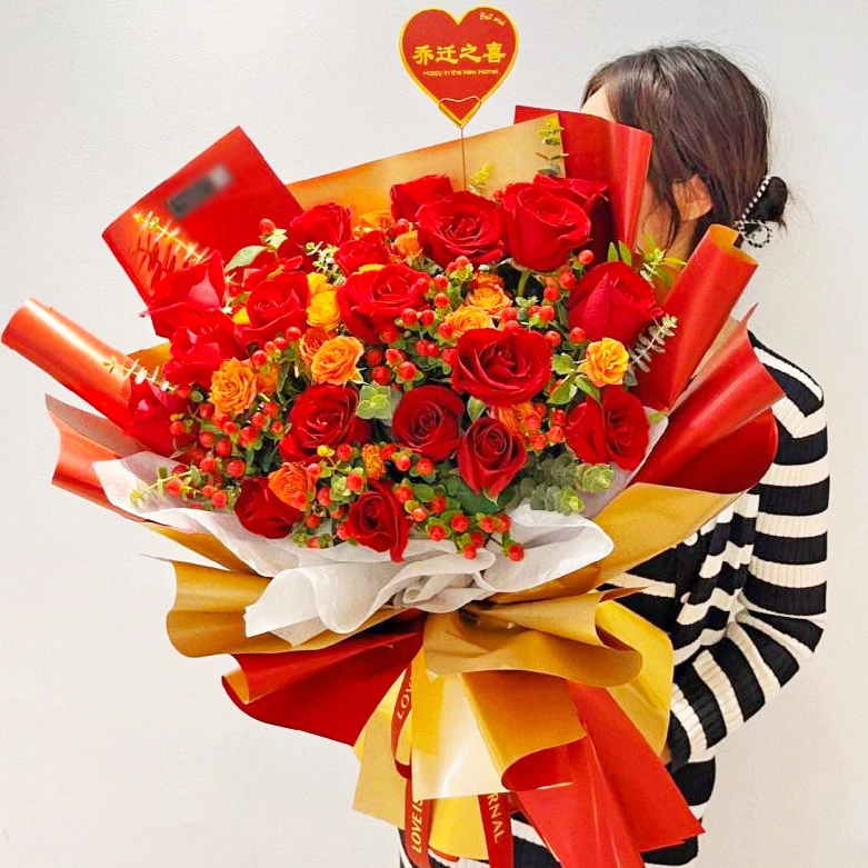 【诚意满满】19朵红玫瑰鲜花同城花店配送长辈生日乔迁新居生日礼物