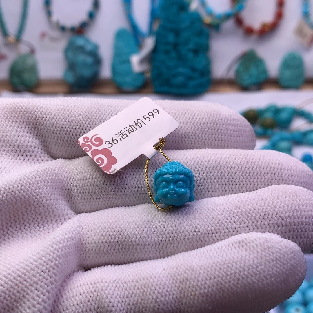 绿松石未镶嵌佛头10mm