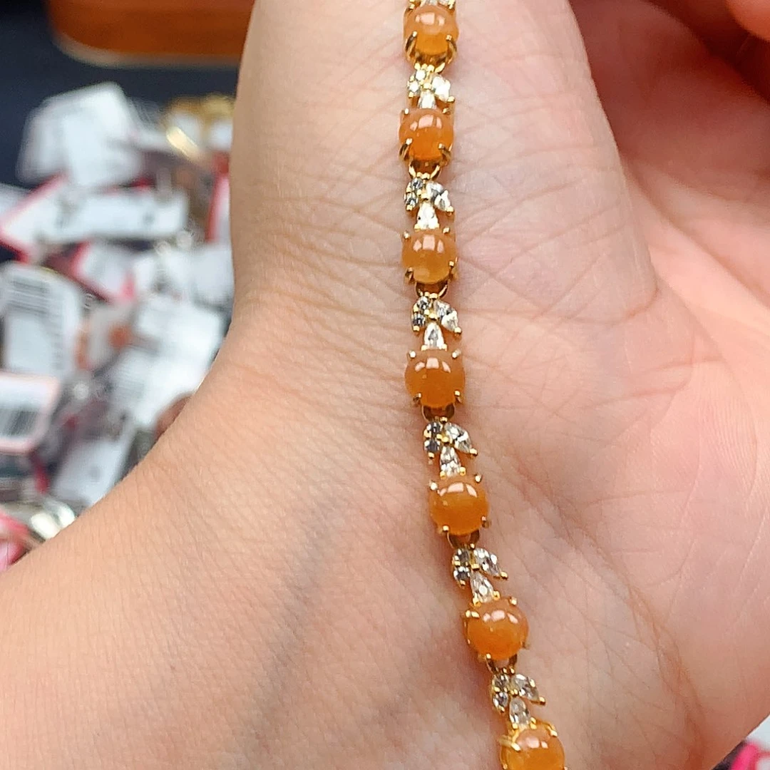 翡翠戒指银S925镶嵌天然翡翠手链