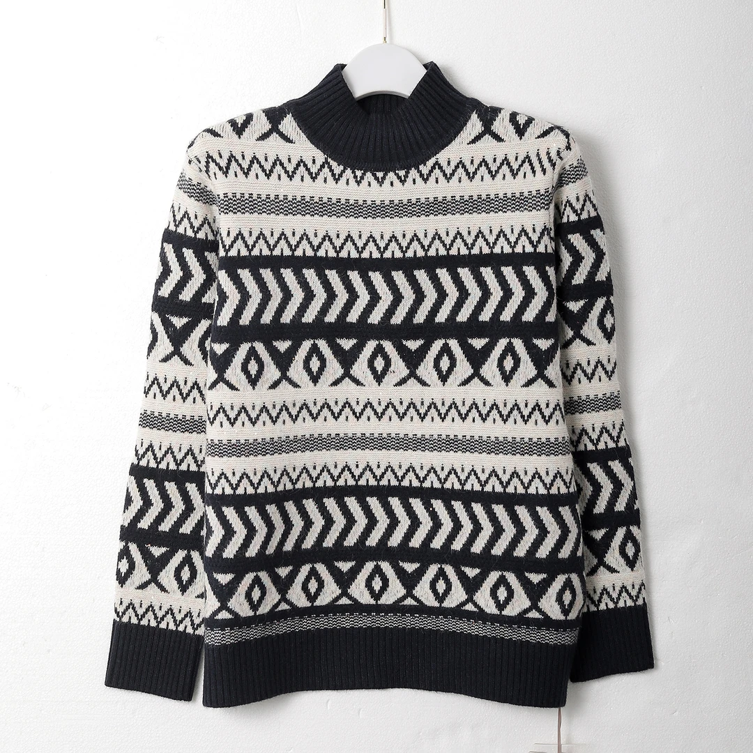 【春季新款】C7596蓝色高端轻奢小香风时尚气质休闲百搭套头针织衫