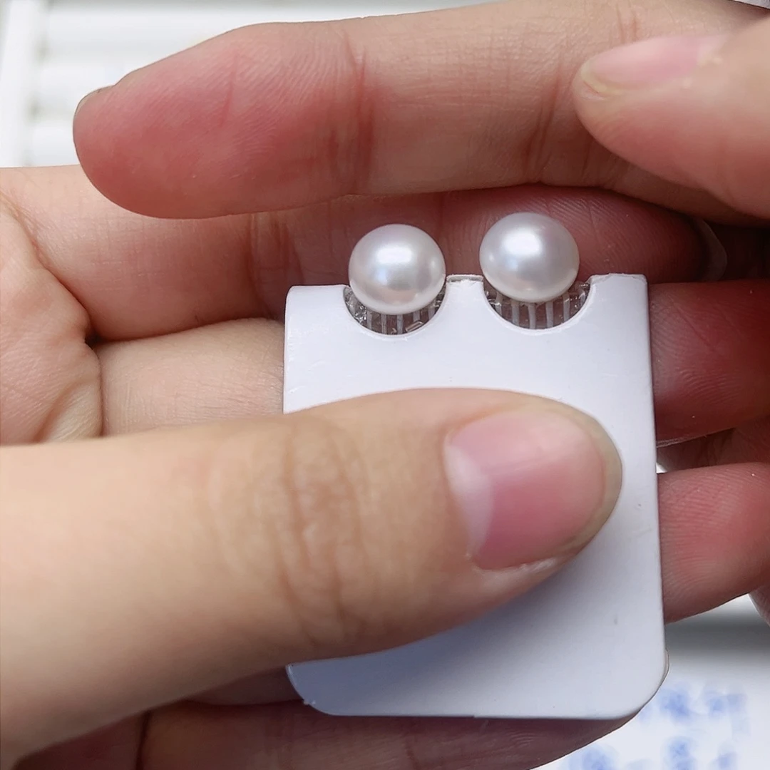 淡水珍珠耳饰银S925镶嵌麦*包