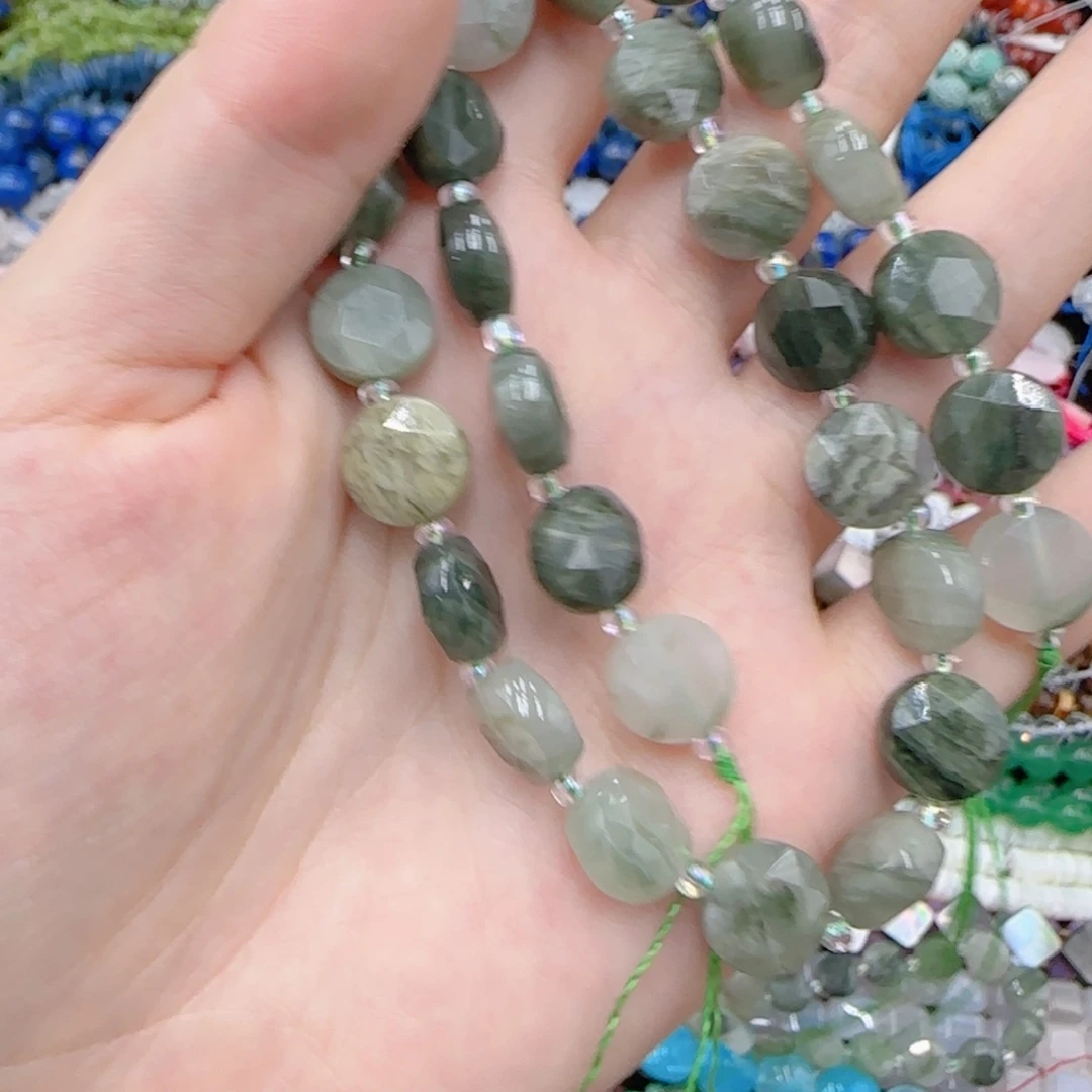 未镶嵌玛瑙/玉髓珠宝半成品绿水草六芒星一条卡十