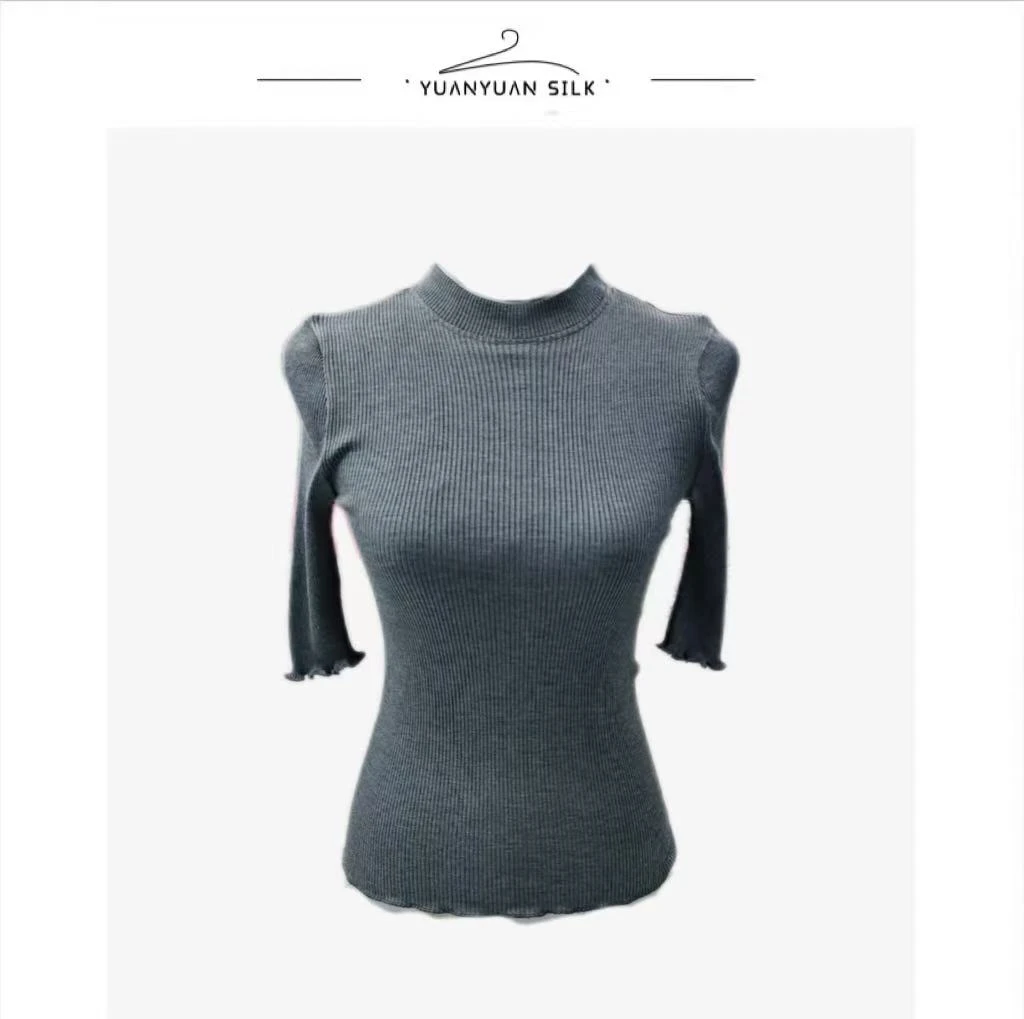 A  稀有日单！100%桑蚕丝高弹螺纹！2025新品好穿显瘦 无骨轻柔！l63