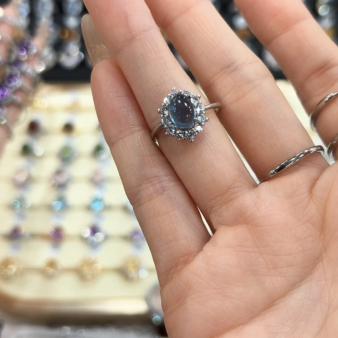 水晶金色拖不保色介意慎拍银托不掉色银S925镶嵌潮***饰