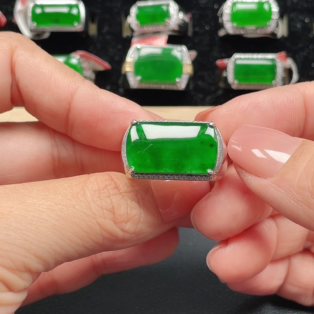 翡翠银S925镶嵌戒指编号0056没运费险