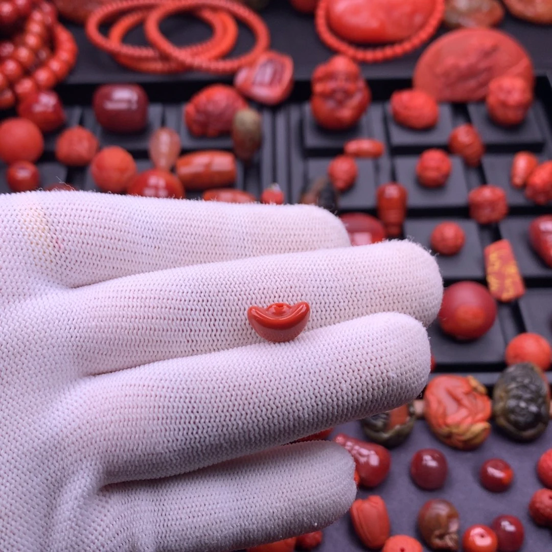 南红玛瑙未镶嵌南红精工小元宝7.3mm