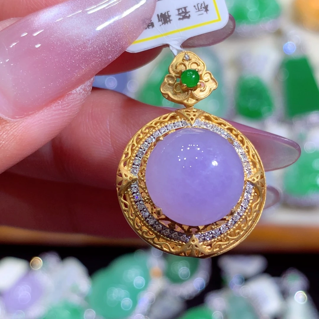 翡翠18K金镶嵌吊坠(不含链)