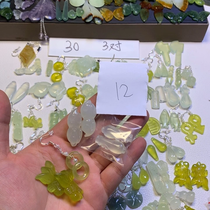 落***丶蛇纹石玉合金发夹