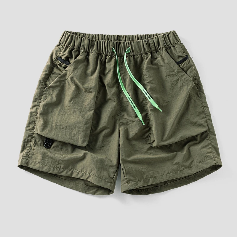 日系CityBoy机能户外速干三分短裤夏季宽松男薄款大码军绿色短裤