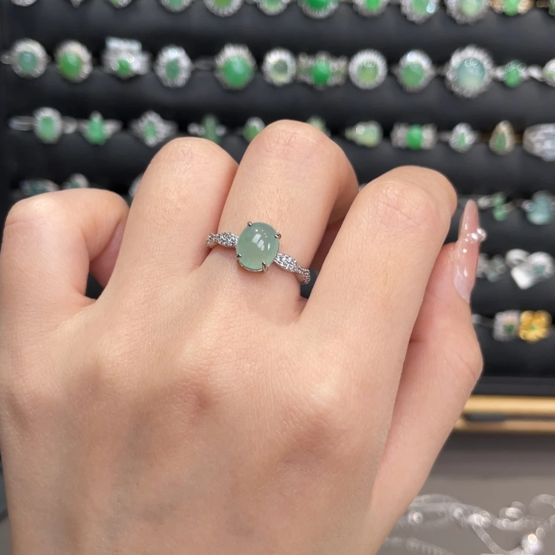 翡翠银S925镶嵌戒指