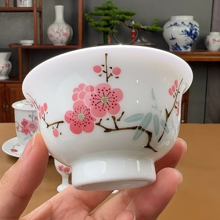 滑石子 红梅压手杯，微瑕