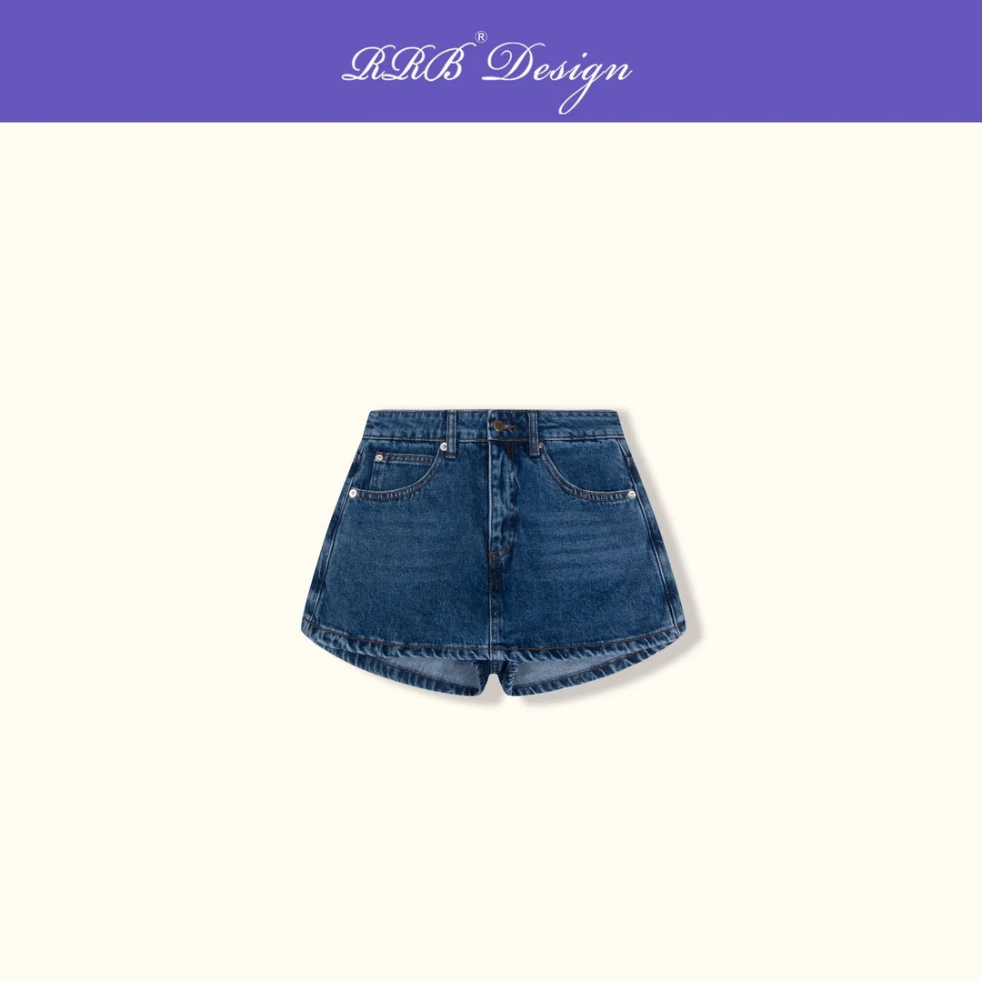 RRB Design「大王短牛」时髦简约夏季百搭高腰阔腿牛仔短裤