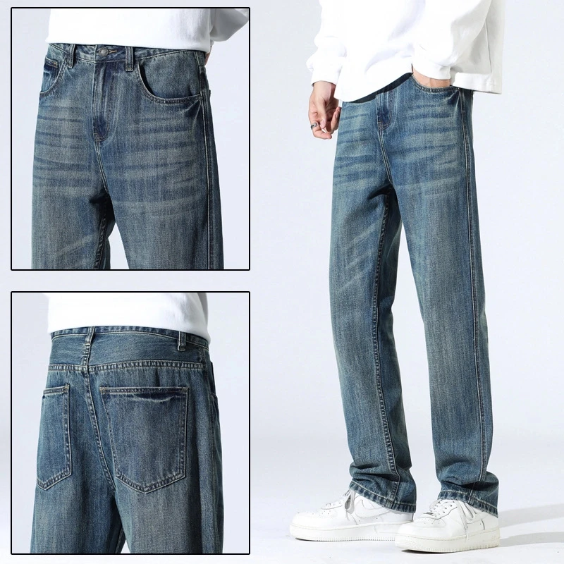 美式高端牛仔裤男2025新款潮流宽松直筒潮牌百搭休闲四季款裤子男