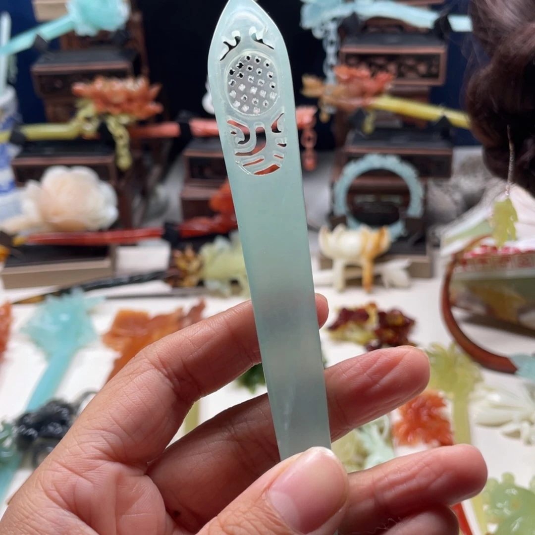 【闪购商品】蛇纹石玉发饰未镶嵌
