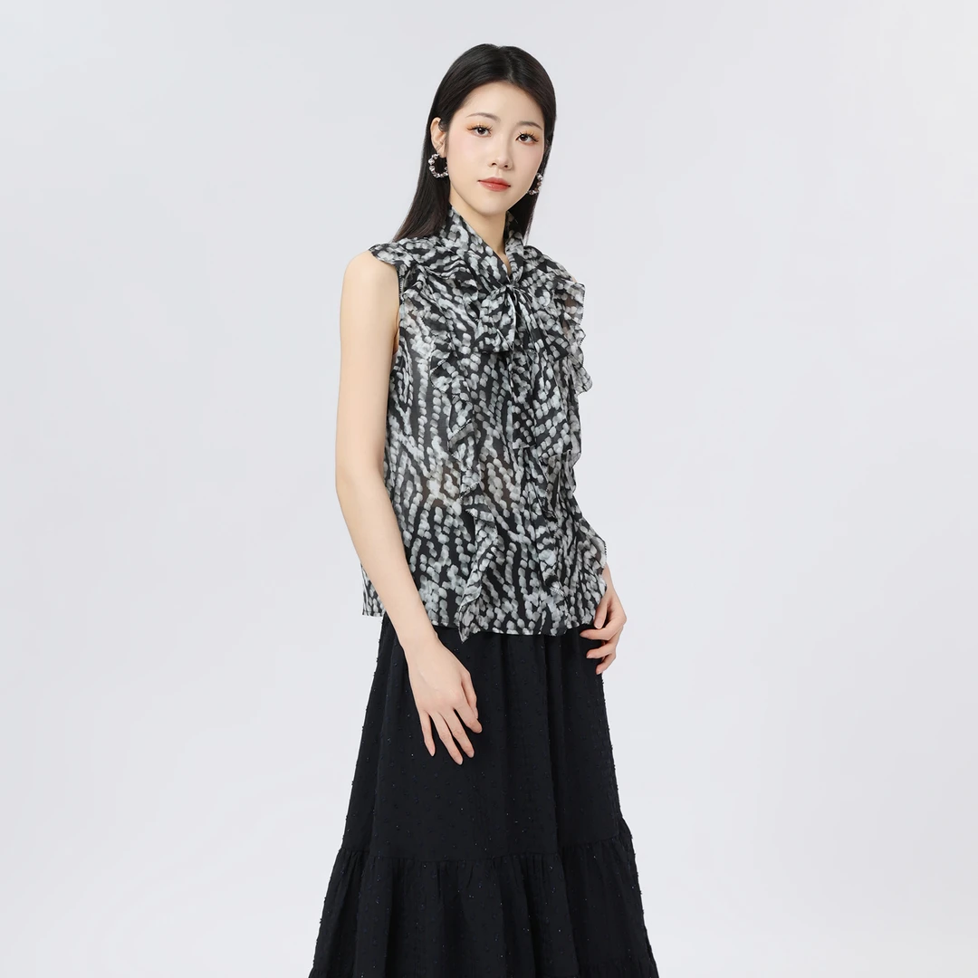 GIRDEAR/哥弟新款舒适波点衬衣气质百搭立体装饰衬衫T恤女130022