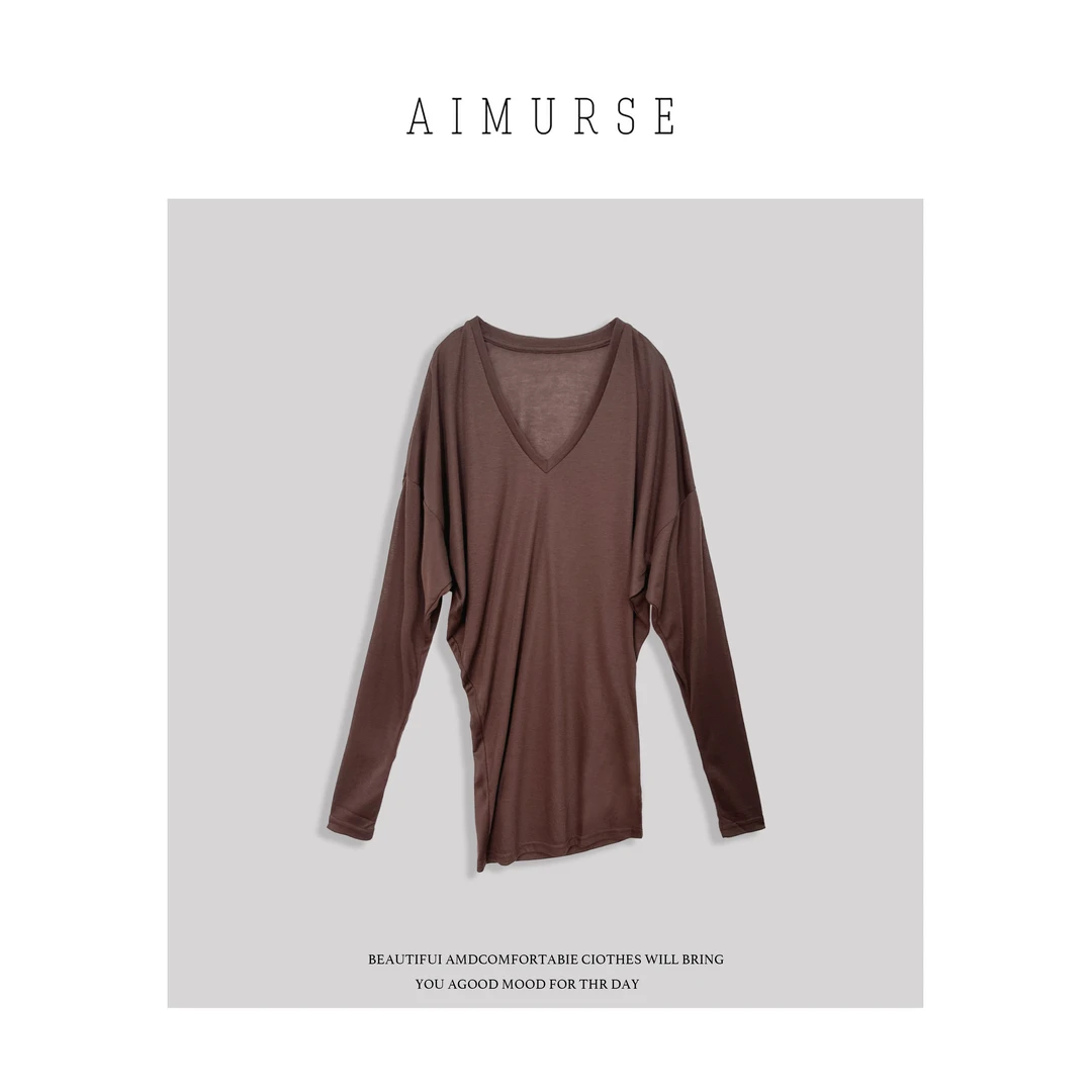 【徐达琳专属】小众设计师2024夏季新款纯色宽松褶皱深V上衣LD0352