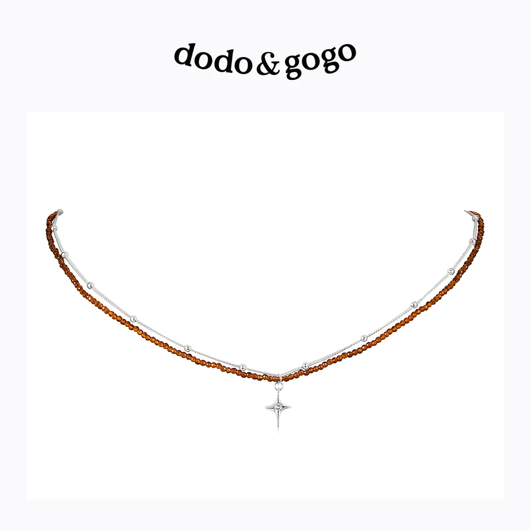 DODOGOGO 合金玻璃项链 项链气质轻奢百搭复古小众简约拼接设计感