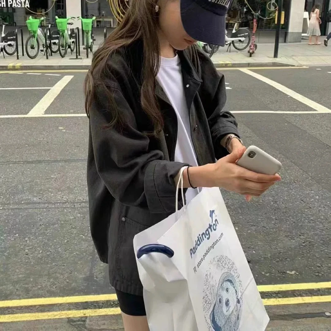 【工装风衣】Y韩风ounce翻领风衣百搭显瘦重工中长工装风衣女