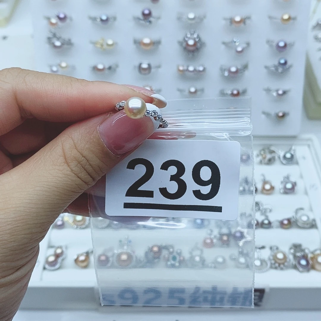 嘎***啟戒指银S925镶嵌淡水珍珠239
