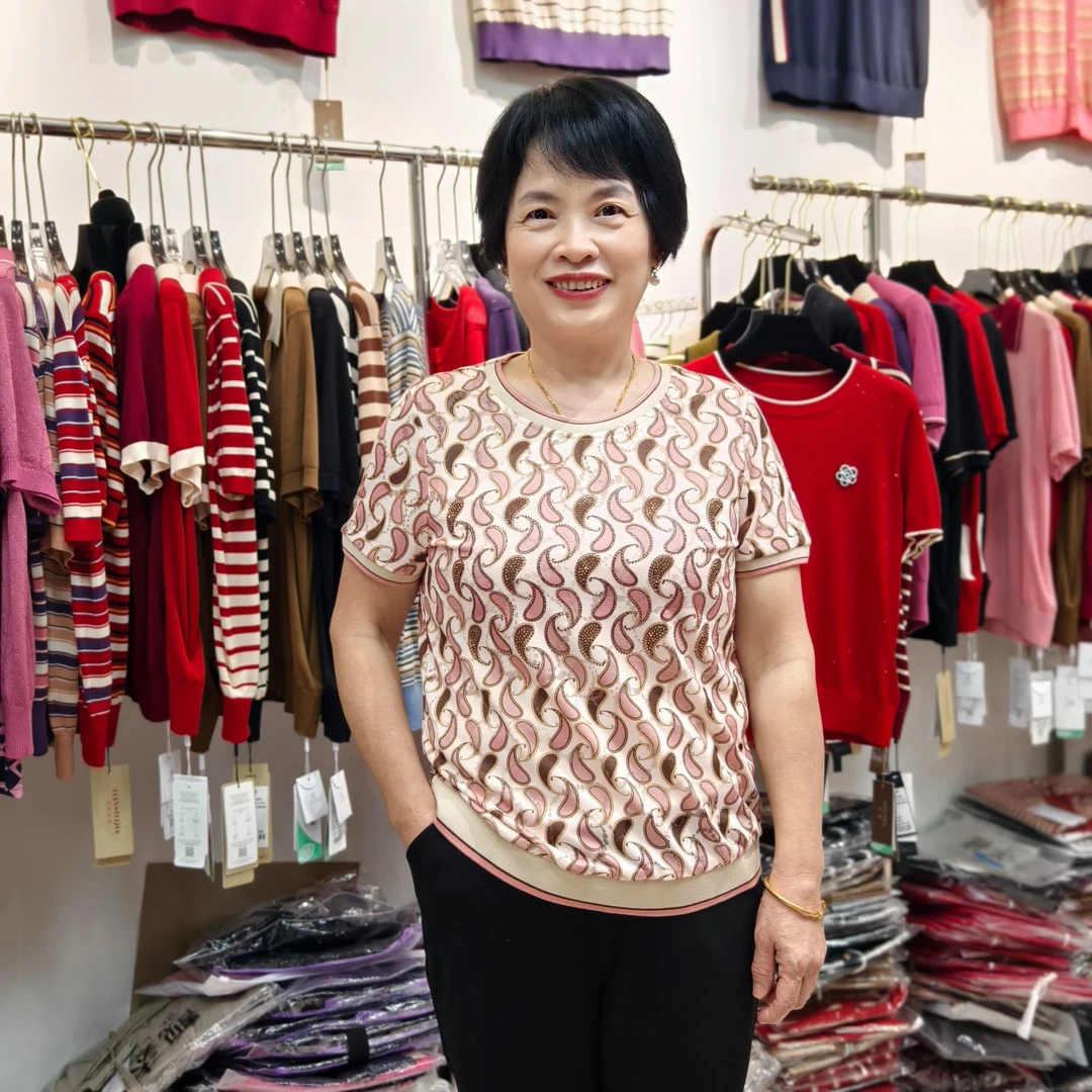 【休闲腰果花上衣】25年新款轻薄冰丝气质中老年妈妈装56002