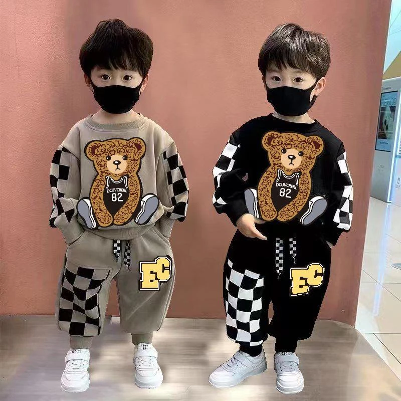 男童加绒休闲卫衣套装儿童秋冬装洋气宝宝秋季帅气运动童装两件套