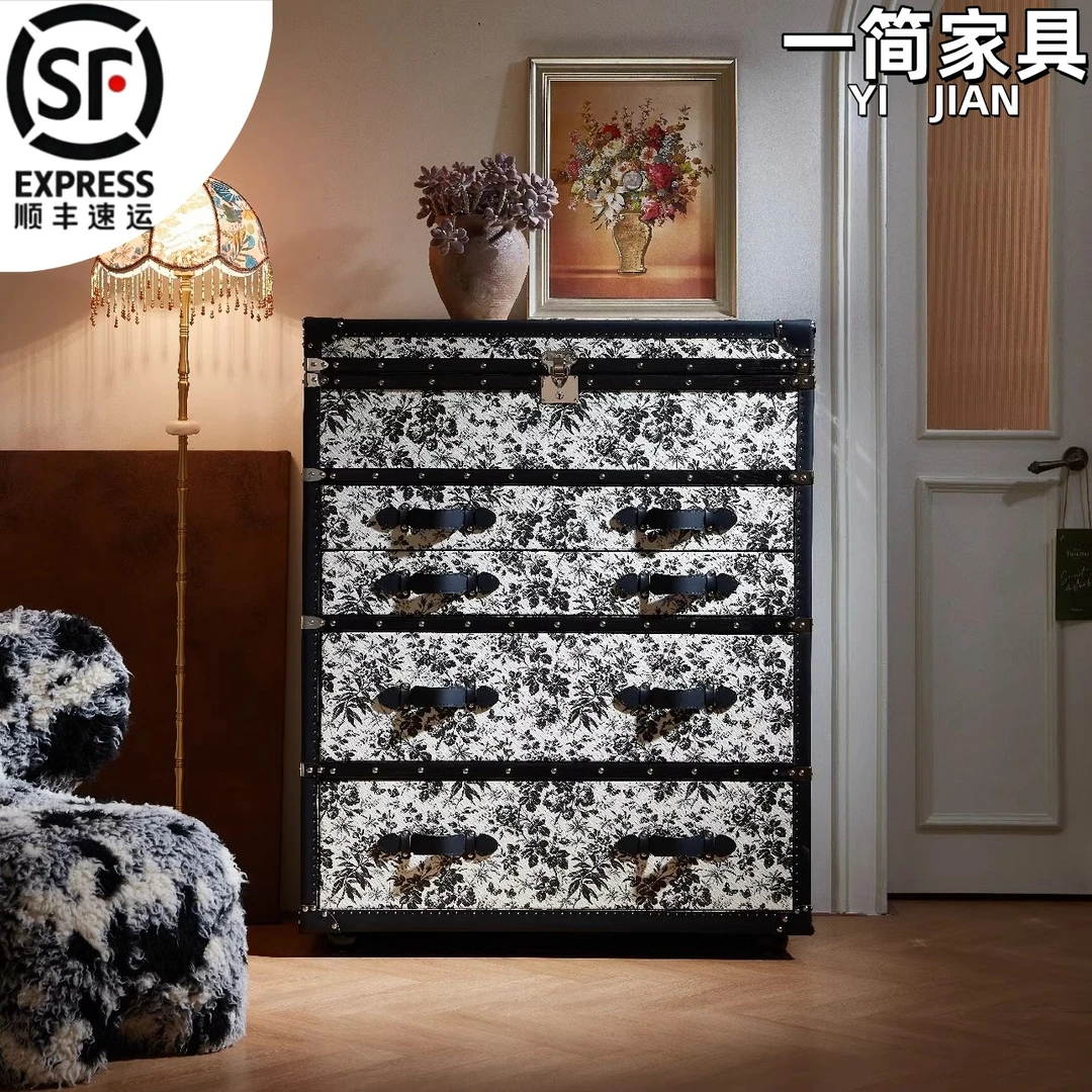 法式五斗柜卧室梳妆台思蕾硬箱珠宝柜轻奢高级感首饰收纳柜老花柜