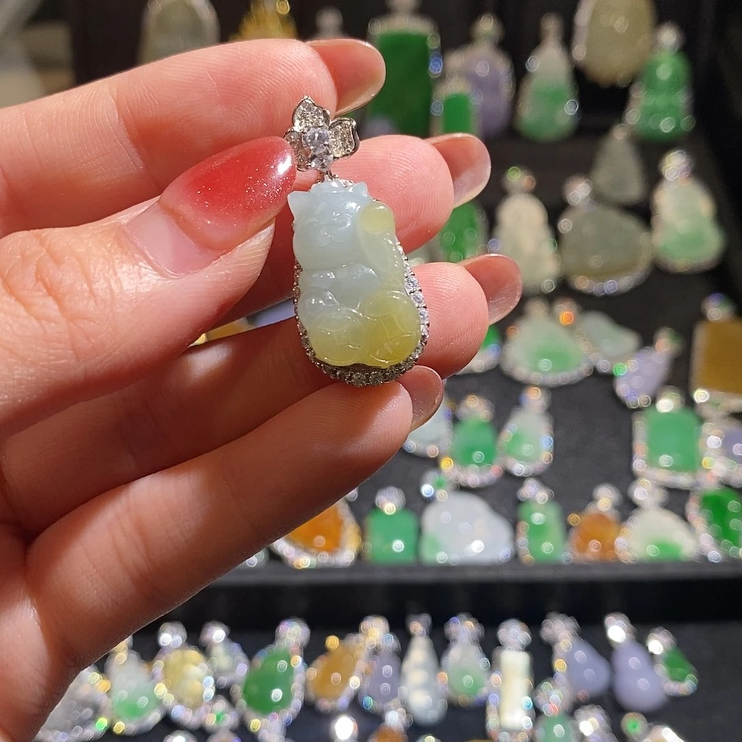 颈饰银S925镶嵌翡翠天然翡翠