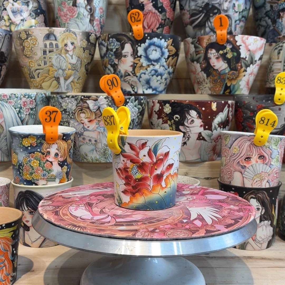 紫砂花盆景德镇手绘花盆陶瓷10/10