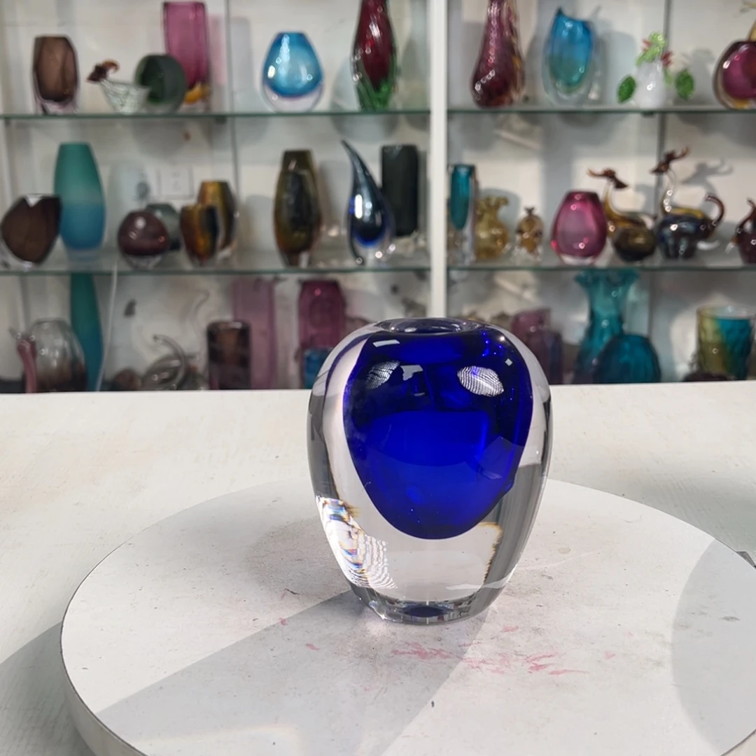 幻彩琉璃花器纯手工痕迹高度12微瑕